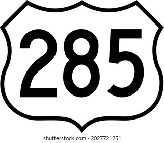 US Route 285 Sign, Shield Sign With Route Number - Vector