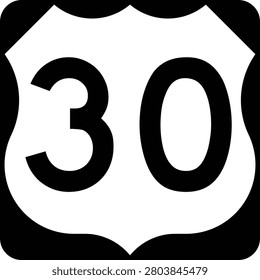 US Route 30 Sign Road Shield Illustration Design Icon