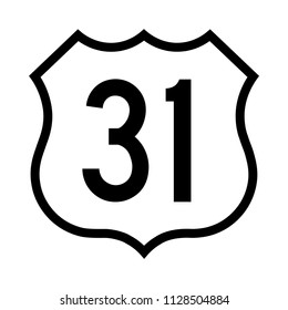 US route 31, filled with white