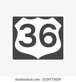 U.S. Route 36 sign. Highway road shield. Travel information mark. Vector illustration