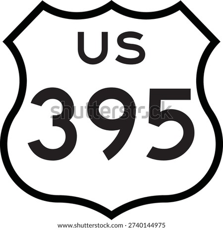US Route 395 Highway Shield Badge Vector, Emblem, Icon, Clipart, Editable Illustration