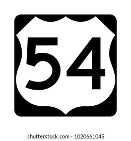 US route 54, sign with black frame, filled with white