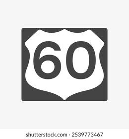 U.S. Route 60 sign. Highway road shield. Travel information mark. Vector illustration