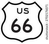 US Route 66 Shield Sign Highway Route Marker Editable Vector