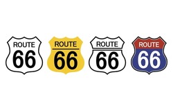 US Route 66 Sign, Shield Sign With Route Number And Text, Vector Illustration. US Route 66 Icon Vector.