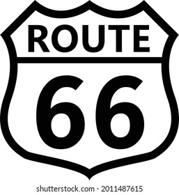 US route 66 sign. shield sign with route number and text symbol. United States Numbered Route. flat style.