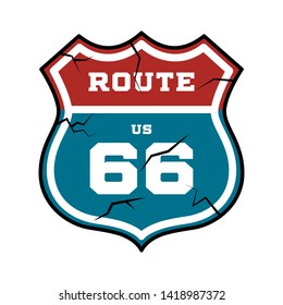 US route 66 sign. Vector illustration.