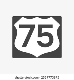 U.S. Route 75 sign. Highway road shield. Travel information mark. Vector illustration