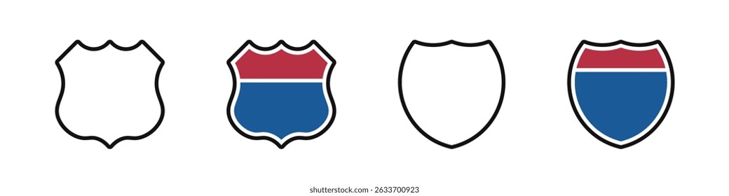 US Route signs set. Interstate route sign collection. Vector illustration.