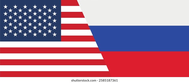 US and Russian flags together concept
