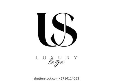 Logotipo de la tipografía del monograma de la letra de la serifa de los E.E.U.U. para la identidad elegante de la marca de Premium