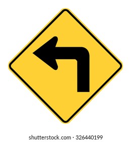 U.S. Sharp Turn Left Ahead Sign