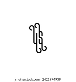 US simple curved concept initial logo design black and white background