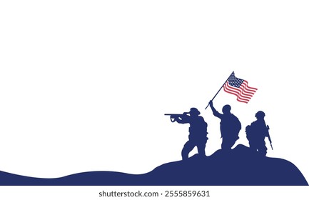 US soldier with the American Flag on the background