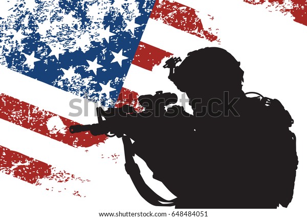 Us Soldier American Flag On Background Stock Vector (Royalty Free