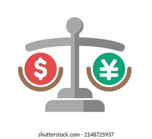 US sollar depreciation ( against Japanese yen ) vector icon illustration