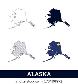US State Alaska Map with flag vector