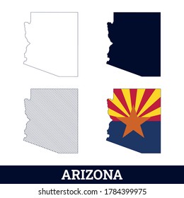 US-Staatskarte Arizona Karte mit FlaggenVektorgrafik