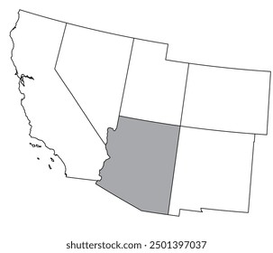 The U.S. state of Arizona with neighboring states