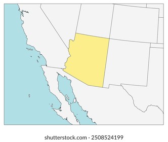 O estado americano do Arizona com estados vizinhos