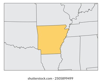 The U.S. state of Arkansas with neighboring states