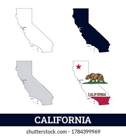 Mapa de California del Estado de Estados Unidos con vector de bandera