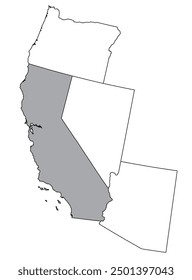 The U.S. state of California with neighboring states