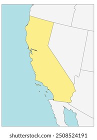 O estado americano da Califórnia com estados vizinhos
