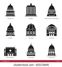 US State Capitols (Part 1) - Glyph Icon Set