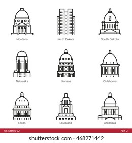 US State Capitols (Part 2) - Line Style Icons