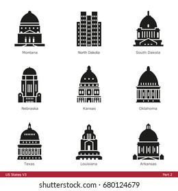 US State Capitols (Part 2) - Glyph Icon Set