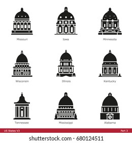 US State Capitols (Part 3) - Glyph Icon Set