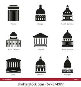 US State Capitols (Part 4) - Glyph Icon Set