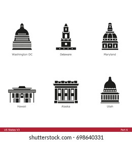 US State Capitols (Part 6) - Glyph Icon Set