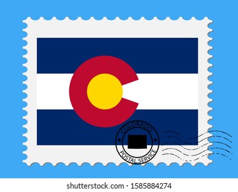 U.S. state of Colorado Flag with Postage Stamp Vector illustration Eps 10