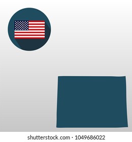 U.S. state of Colorado on the map on a white background. American flag