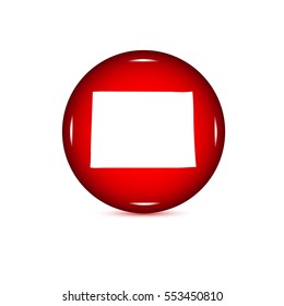 U.S. state of Colorado on the map. Red button on a white background