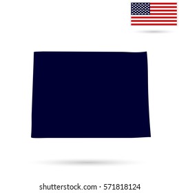 U.S. state of Colorado on the map on a white background. American flag
