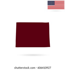 U.S. state of Colorado on the map on a white background. American flag.
