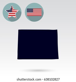 U.S. state of Colorado on the map on a white background. American flag, star