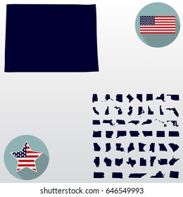 U.S. state of Colorado on the map on a white background. American flag, star