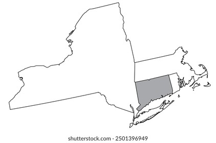 The U.S. state of Connecticut with neighboring states