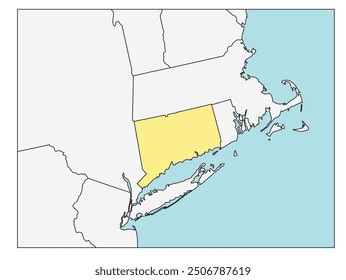 The U.S. state of Connecticut with neighboring states