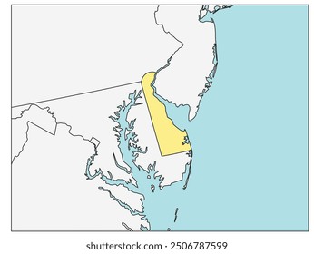 The U.S. state of Delaware with neighboring states