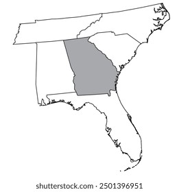 The U.S. state of Georgia with neighboring states