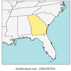 The U.S. state of Georgia with neighboring states