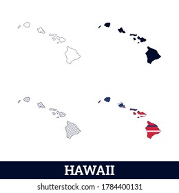 US State Hawaii Map with flag vector