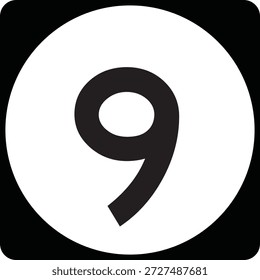 US State Highway Marker 9 Default Design Circular Sign Editable Vector