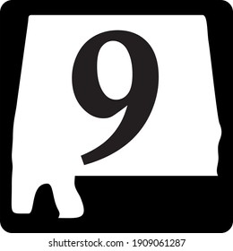 US State Highway Route Marker Shields Alabama 9