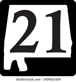 US State Highway Route Marker Shields Alabama 21